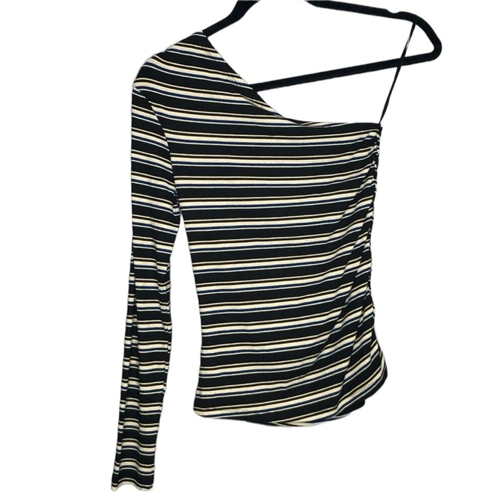NWOT Bishop+Young One Sleeved Striped Top Size Small